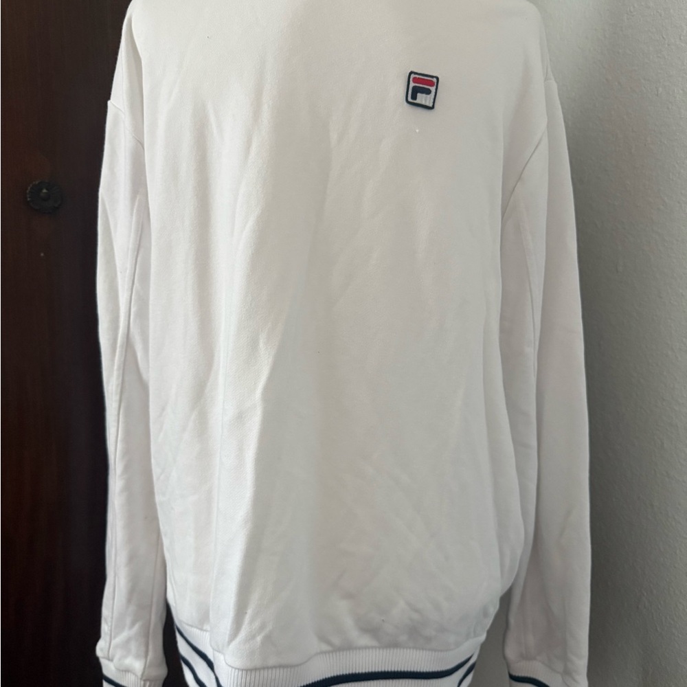 Fila White Crewneck Sweater with Classic Logo